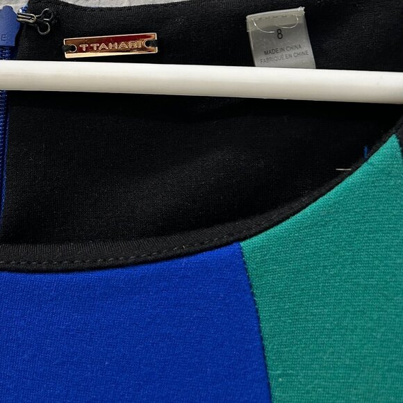 Tahari Women's Sheath Colorblock Dress (Size 8) Green, Black & Blue - Picture 4 of 9